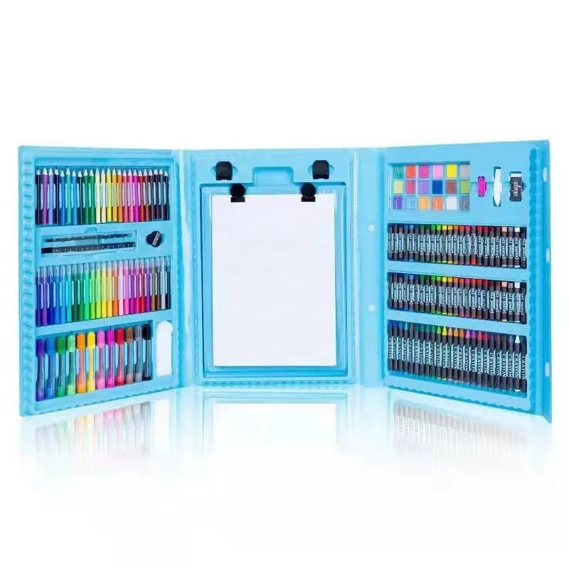 🎨 Super Kit de Arte Portátil para Niños – 208 Piezas de Colores, Crayones y Acuarelas.