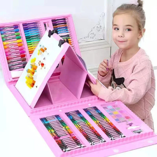 🎨 Super Kit de Arte Portátil para Niños – 208 Piezas de Colores, Crayones y Acuarelas.